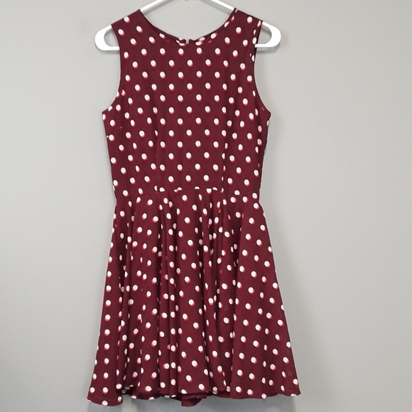 MAISON Jules Red Polka Dot Flair Dress Size M - Picture 1 of 8